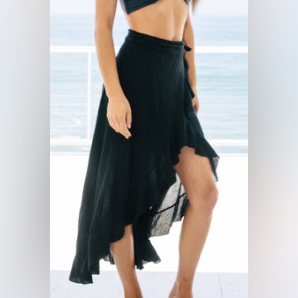 9seed SOLANA Wrap Skirt Black Size M/L